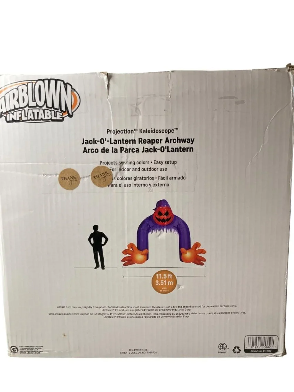 Gemmy Airblown Inflatable Jack O Lantern Reaper Archway 11.5 ft Halloween Decor